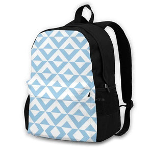 Lightblue Diamond Chevron Pattern Travel Laptop Backpack Bag