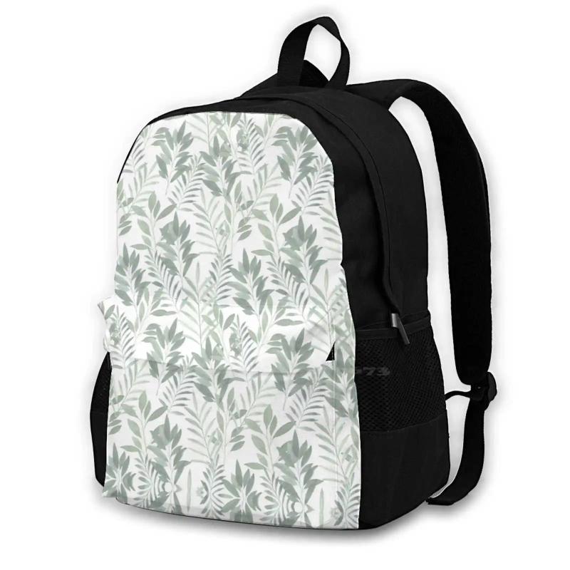 Watercolor Greenery Backpack Student Laptop Travel Bag