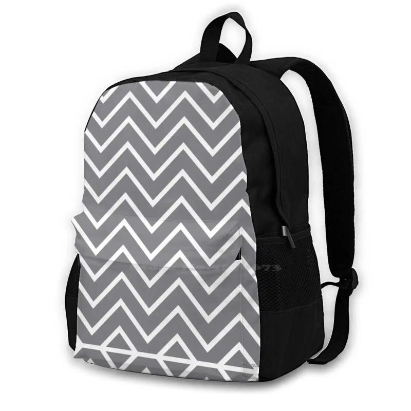 Grey Chevron Pattern Bags Laptop Backpack