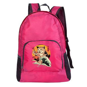 Cat Print Travel Daypack Bag Lightweight Packable Folding Backpack