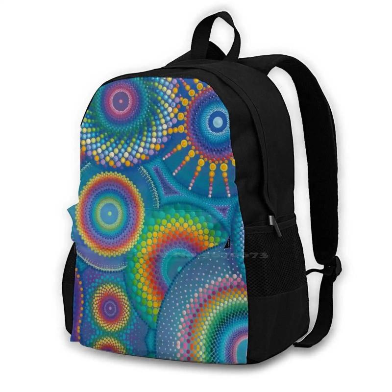 Circular Rainbows School Bags For Teenage Girls Laptop Travel Bags