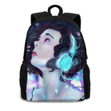 Music Bags Travel Laptop Backpack Music Headphones Girls Fantasy Scifi Punk Magi