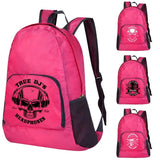 Foldable School Backpack Outdoor Travel Lightweight Bag Skull Print Pink