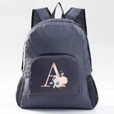 Pink Flower Letter Print Foldable Backpack Ultralight Bag