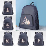 Pink Flower Letter Print Foldable Backpack Ultralight Bag