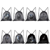 Casual Drawstring Student Backpack with Metal Figure Statue Painting