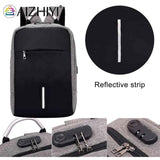 Reflective Double Shoulder Bag USB Charging Large Capacity Rucksack