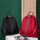 Women Oxford Red Backpack for College Students - Casual Rucksack