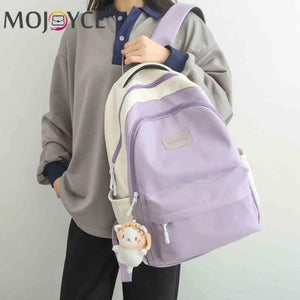 Fashionable Large Capacity Nylon Women's Backpack with Plush Pendant