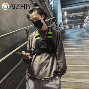 Reflective Tactical Bag Belt Bag Pouch Packs Men Women Streetwear Vest Chest Bag
