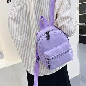 Korean Style Nylon Mini Backpack for Women Small Travel Bagpack