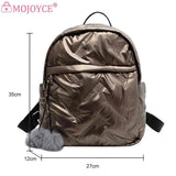 Waterproof Down Cotton School Bags Solid Women Student School Backpack
