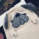 Canvas Dog Fox Ear Embroidery Backpack for Girls School