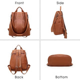 Anti-Theft Leather Backpack for Women College School Shoulder Bag