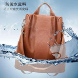 Anti-Theft Leather Backpack for Women College School Shoulder Bag