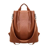Anti-Theft Leather Backpack for Women College School Shoulder Bag