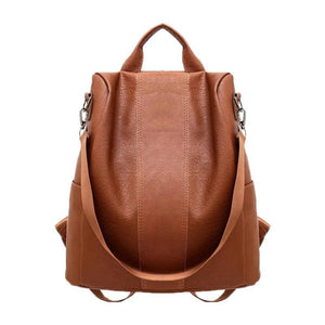Anti-Theft Leather Backpack for Women College School Shoulder Bag