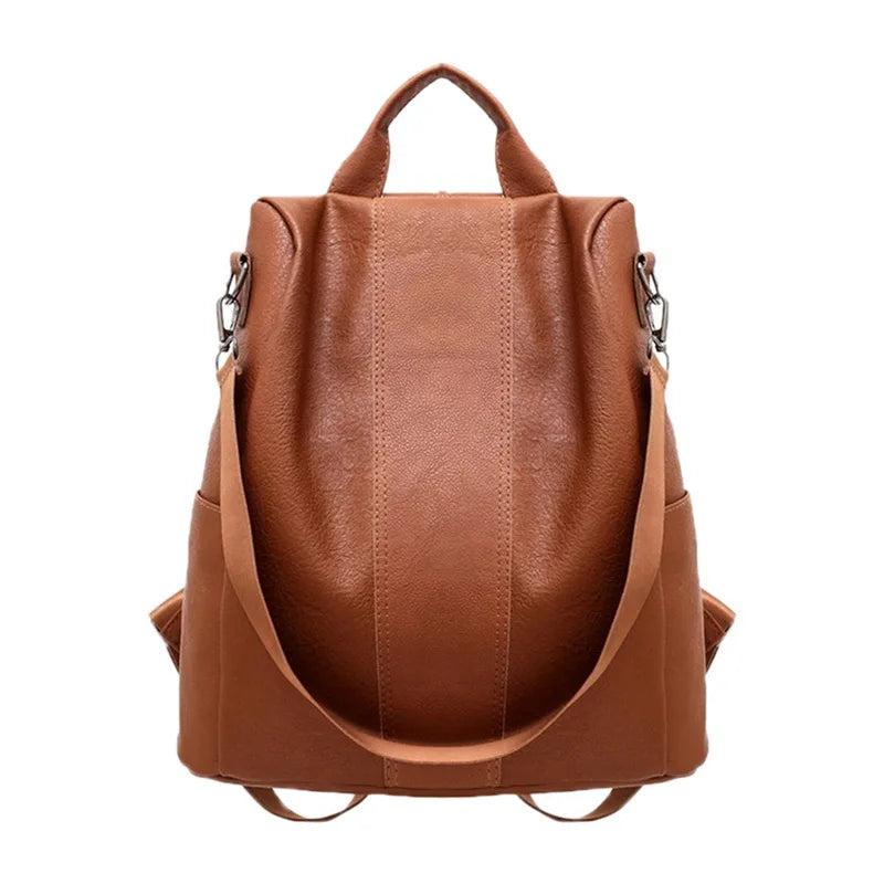 Anti-Theft Leather Backpack for Women College School Shoulder Bag