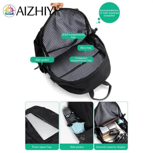 Men USB Charging Laptop Backpack Waterproof School Bag