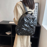 Quilted Women Backpack Autumn Winter Students School Bags Cotton Padded Female L