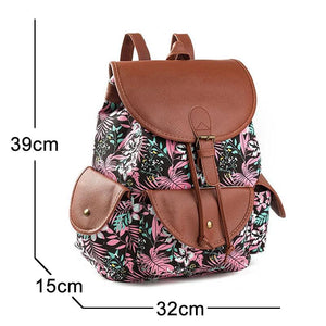 Canvas Printed Backpack Female Bags Retro Women Backpack
