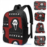 Ghostface USB Charge Backpack Men Women School Travel Laptop Bag