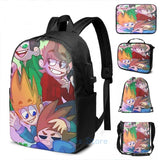 Eddsworld Poster USB Charge Backpack School Travel Laptop Bag