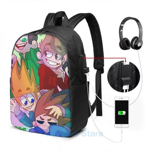 Eddsworld Poster USB Charge Backpack School Travel Laptop Bag