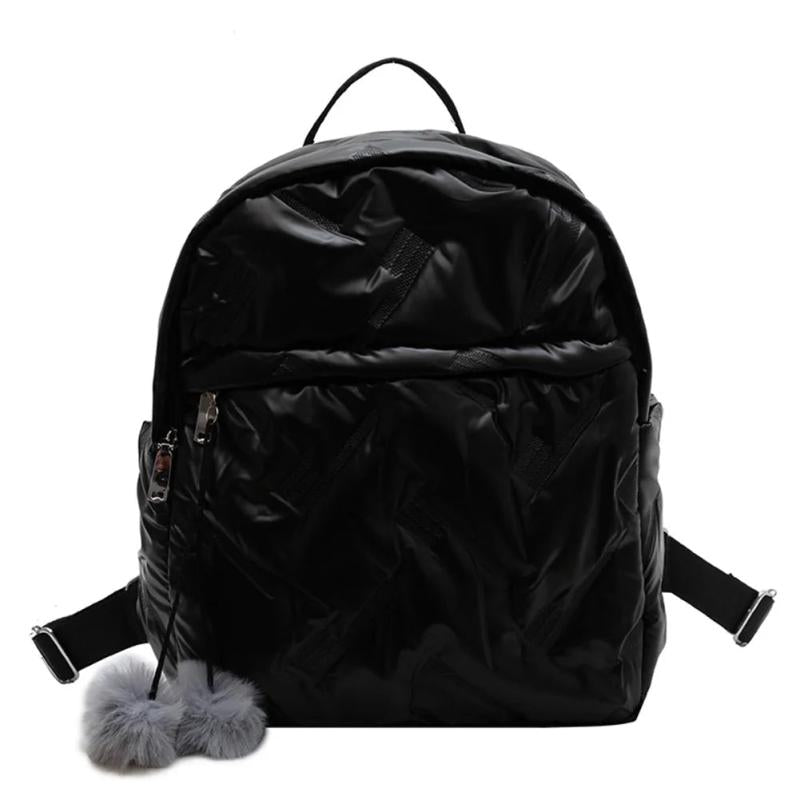 Waterproof Student School Bags Solid Women School Backpack Zipper Quilted