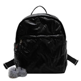Waterproof Student School Bags Solid Women School Backpack Zipper Quilted