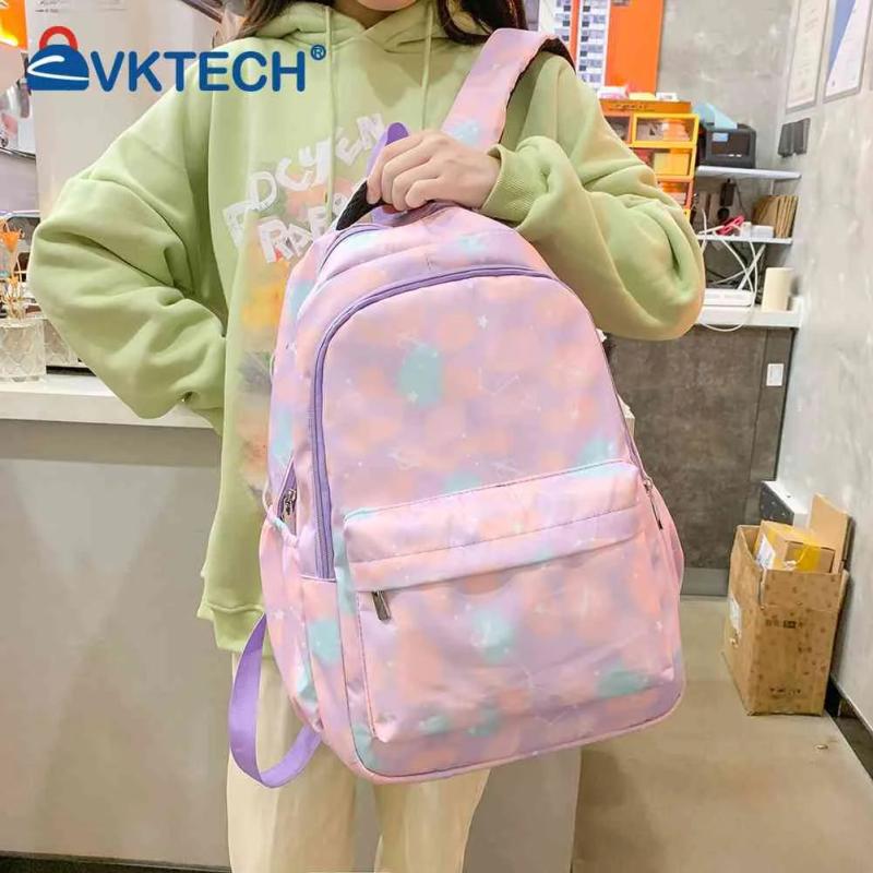 Casual Shoulder Backpack Gradient Print Laptop Backpack School Bag