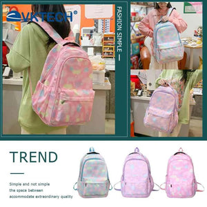 Casual Shoulder Backpack Gradient Print Laptop Backpack School Bag