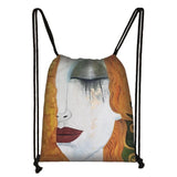 G. Klimt Tear/Kiss Oil Painting Backpack Canvas Travel Bag