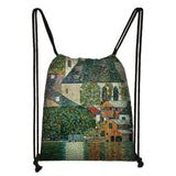 G. Klimt Tear/Kiss Oil Painting Backpack Canvas Travel Bag