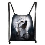 Howling Wolf Backpack Men Rucksack Women Shoulder Bag Softback
