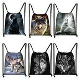 Howling Wolf Backpack Men Rucksack Women Shoulder Bag Softback