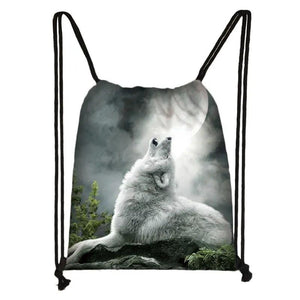 Howling Wolf Backpack Men Rucksack Women Shoulder Bag Softback