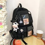 Women's Transparent PVC School Backpack with Cow Pendant