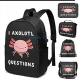 Axolotl USB Charge Backpack School Travel Laptop Bag