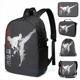 Funny Graphic Taekwondo USB Charge Backpack Men Women School Travel Laptop Bag