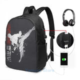 Funny Graphic Taekwondo USB Charge Backpack Men Women School Travel Laptop Bag