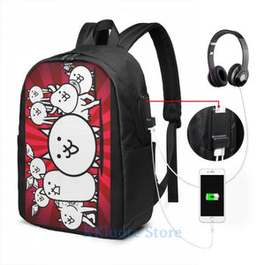Funny Graphic Print Battle Cats USB Charge Backpack