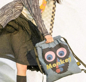 Vintage Nylon Monkey Backpack Shoulder Bag Softback