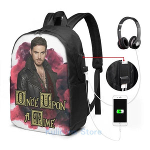 Funny Graphic Once Upon A Time Captain Hook USB Charge Backpack