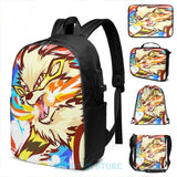 Arcanine USB Charge Backpack Funny Graphic Print School Bag
