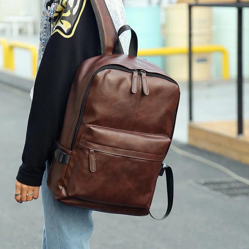 Men's Business Backpack Soft Leather Women's Bag