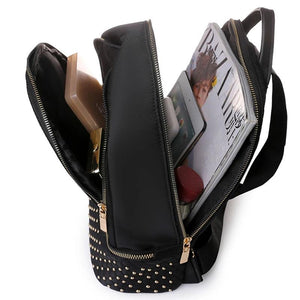 Retro Women Backpack Rivet Anti Theft Shoulder Bag