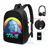 Nicolas Cage USB Charge Backpack Funny Graphic Print School Travel Laptop Bag