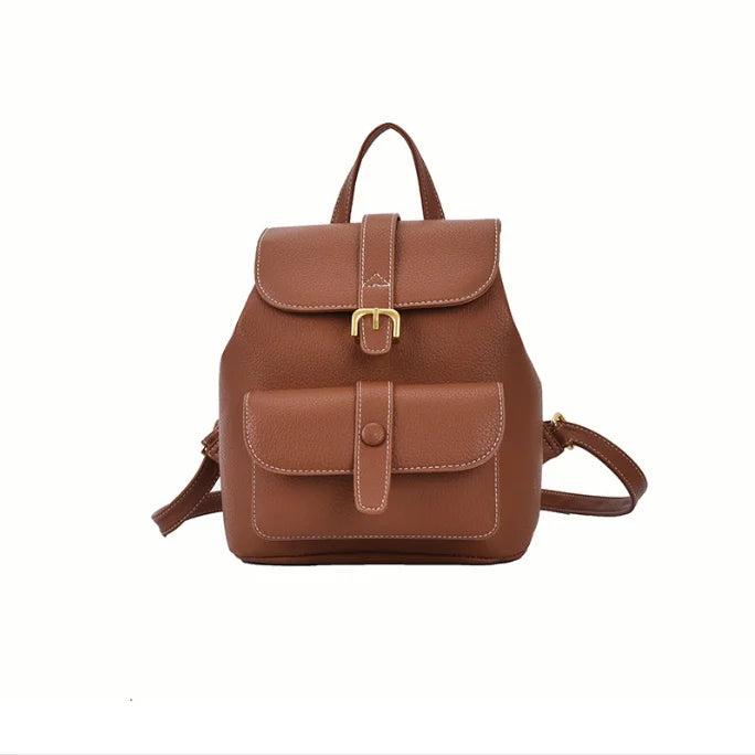 Vintage Leather Backpack Women School Bags Small Real Cow Skin