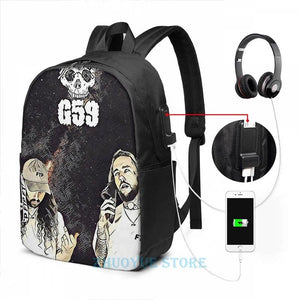 Suicideboys G59 Space Art USB Charge Backpack Men Women School Travel Laptop Bag